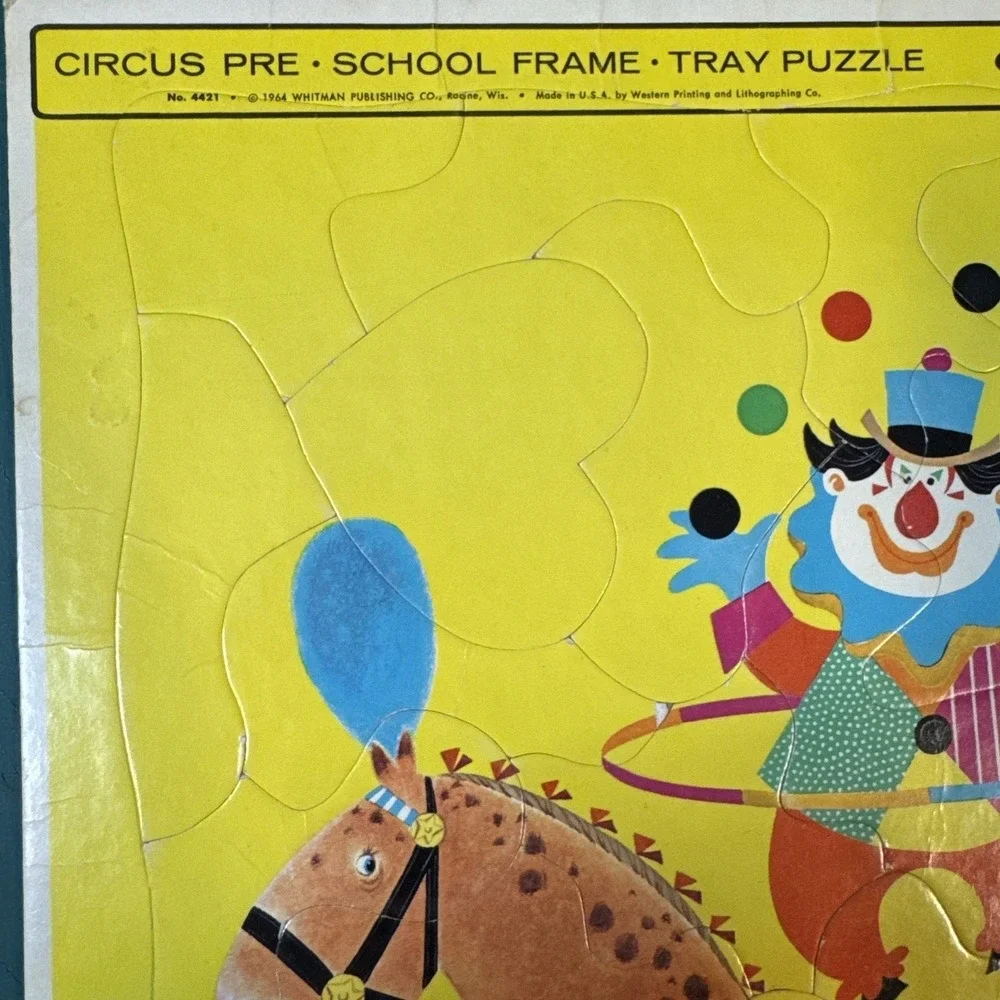 Puzzle Vintage 1964 Whitman Frame Tray Circus Pre-School‎ No.4421 14.5